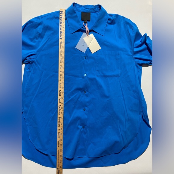 NEW Size S Alex Marie Brrr Iris Cot Poplin Moist Wick Button Frt Blouse Blue $99 - Picture 11 of 11
